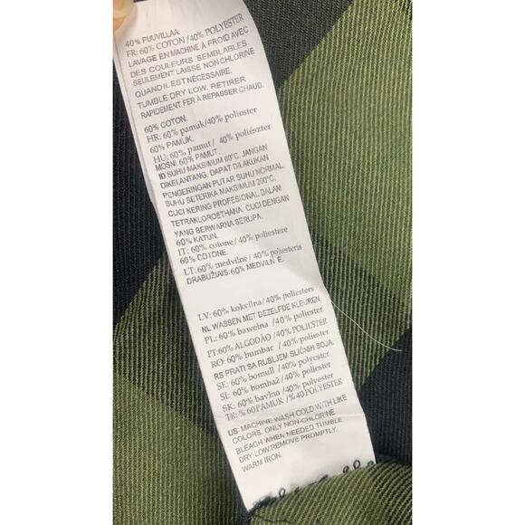 Burnside Men's Size Medium Army Green Black Flannel Shirt Plaid Long Sleeve NWT - Picture 13 of 13